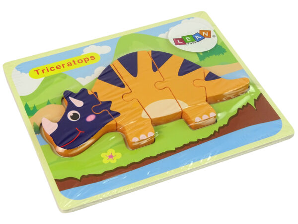 Wooden Puzzle Dinosaurs Triceratops Ankylosaurus Orange - Image 2