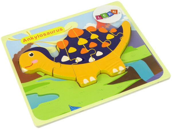 Wooden Puzzle Dinosaurs Triceratops Ankylosaurus Orange - Image 4