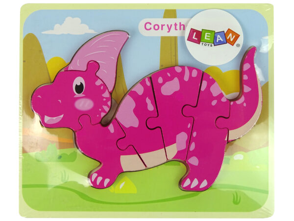 Wooden Puzzle Dinosaur Corythosaurus Pink Spinosaurus Purple