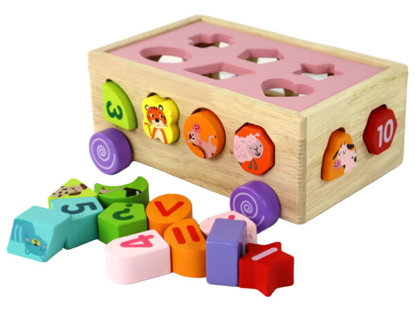 Wooden Sorter on Wheels Educational Shapes Geometric Figures - Image 2