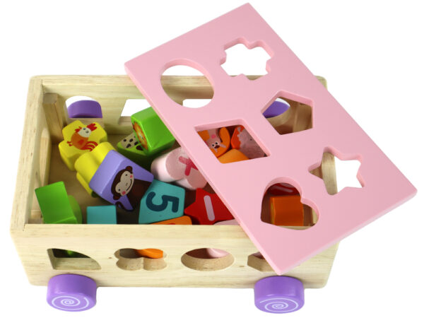 Wooden Sorter on Wheels Educational Shapes Geometric Figures - Image 3