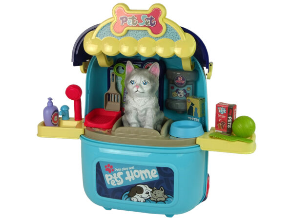 Cat Beauty Salon Set Pet in a Suitcase Backpack Blue - Image 2