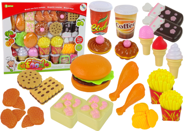 Large Set of Food Products FUNNY FOOD To play in the Fast Food Café Shop