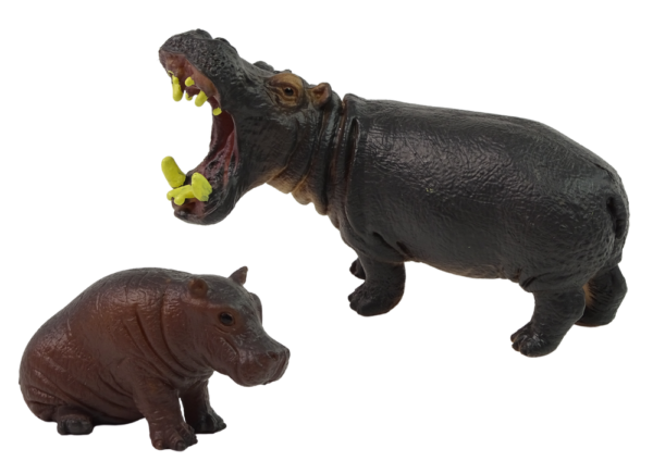 Set of 2 Figurines Hippopotamus with cub - Image 2