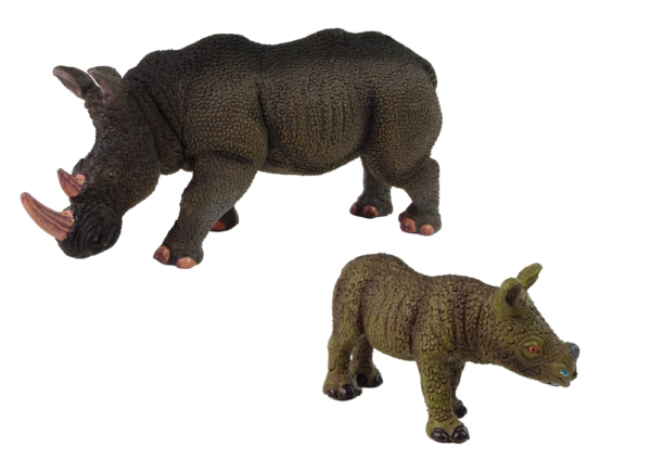 Set of 2 Figures Rhinoceros with cub - Image 2