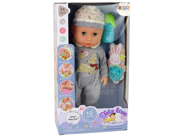 Baby Doll Pee Sounds Puppet Bottle Grey Pyjamas - Image 4