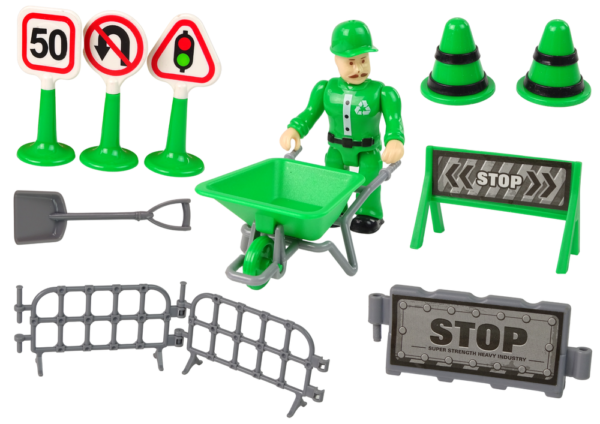 Rubbish Truck Set Road Signs Green Garbage Truck - Image 2