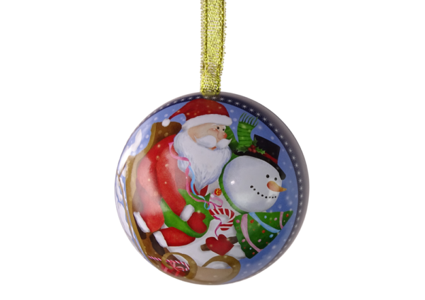 Metal Christmas Tree Decorative Metal Bomb Santa with Snowman Blue - Image 2