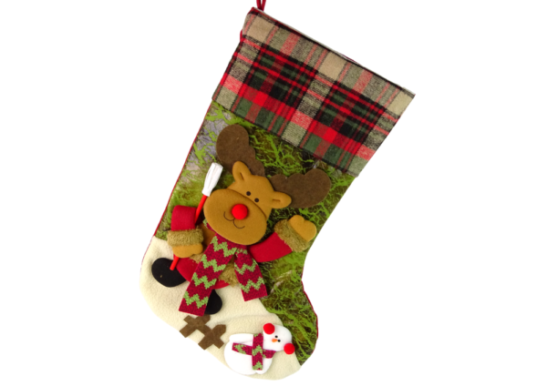 Reindeer in Sweater Christmas Fabric Gift Sock - Image 2