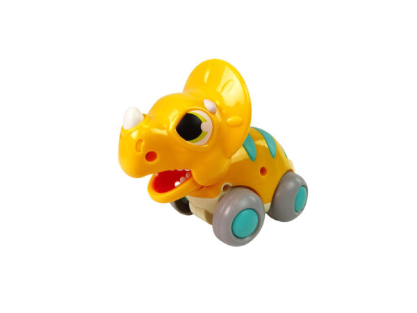 Dinosaur on Wheels Yellow Triceratops Figurine - Image 2