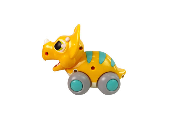 Dinosaur on Wheels Yellow Triceratops Figurine - Image 3