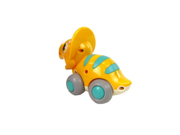 Dinosaur on Wheels Yellow Triceratops Figurine - Image 4