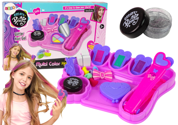 Hair Styling Kit Straightener with Coloured Chalks for Strands + Hair accessories