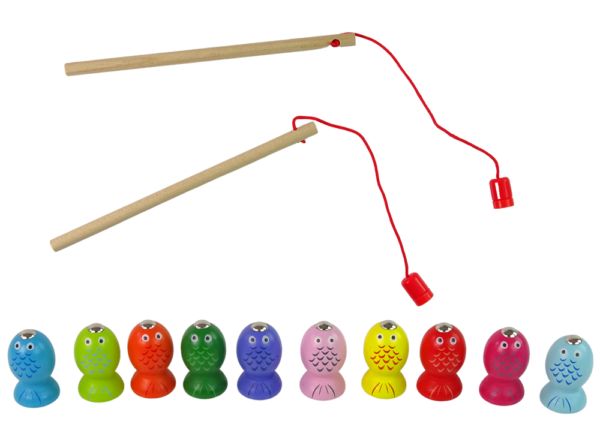 Wooden Fish Catching Game 2 Fishing Rods Kitten - Image 4