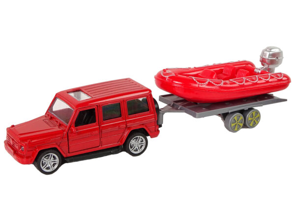 Fire brigade vehicle set pull motorboat Jeep Red - Image 2