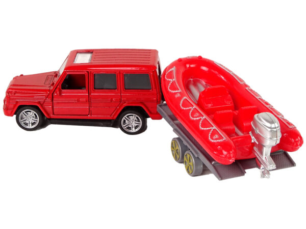 Fire brigade vehicle set pull motorboat Jeep Red - Image 5