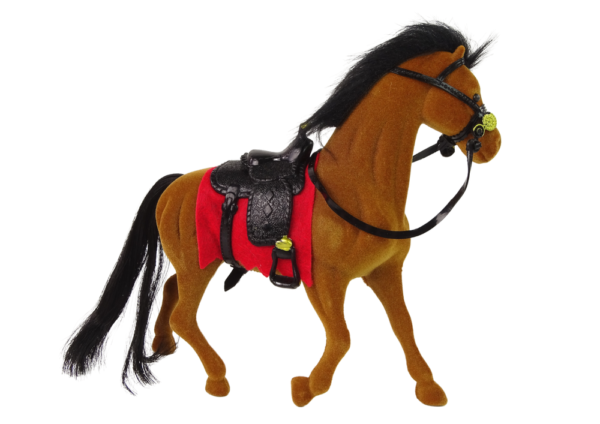 Brown Velvet Horse Red Saddle figurine - Image 2