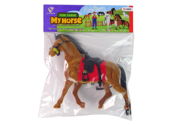 Brown Velvet Horse Red Saddle figurine - Image 3