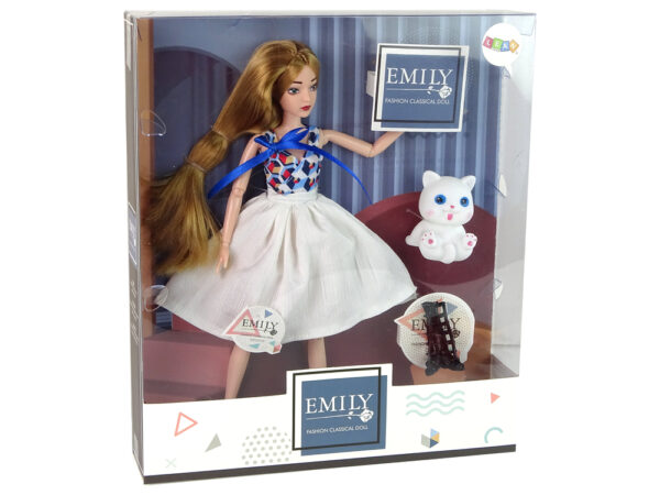 Baby Doll Doll with Cat Long Brown Hair. - Image 6