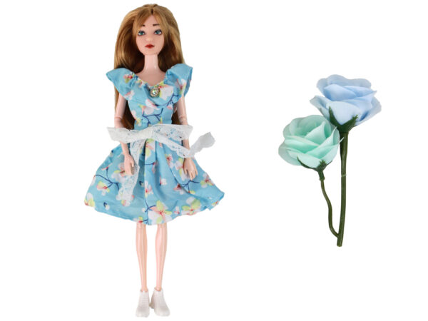 Children's Doll Emily Spring Long Hair Blue Flower Dress - Image 2