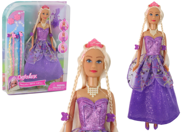 Princess Doll Purple Dress Set of Braids Extensions