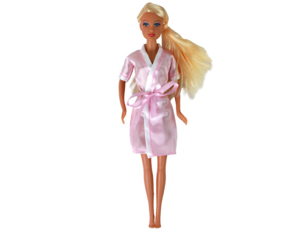 Children's Doll Long Blonde Hair Bathrobe Pink Bathtub Bathroom - Image 2