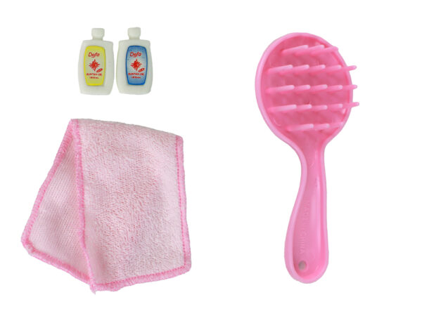 Children's Doll Long Blonde Hair Bathrobe Pink Bathtub Bathroom - Image 3