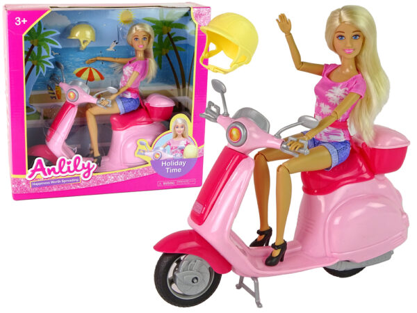 Anlily doll on a Pink Scooter Blonde Hair Helmet