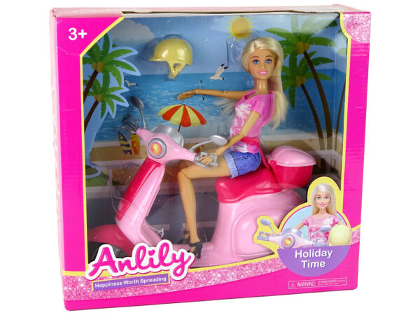 Anlily doll on a Pink Scooter Blonde Hair Helmet - Image 6