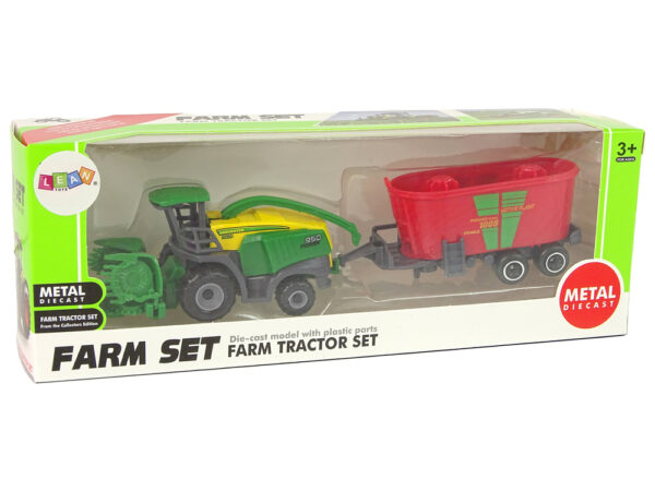 Harvester with Trailer Agricultural Machine Green Red - Image 3