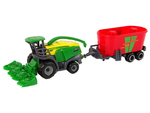 Harvester with Trailer Agricultural Machine Green Red - Image 2