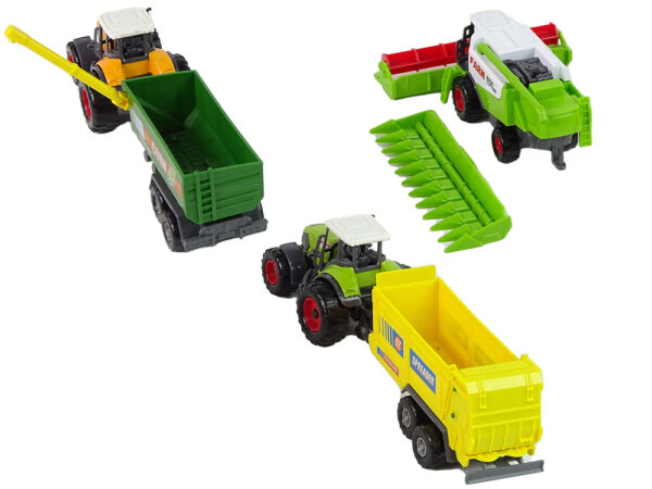 Set of Agricultural Machinery Tractors with Trailers and Harvester - Image 3