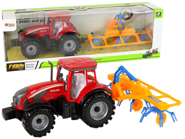 Red Tractor with Rake Friction Drive