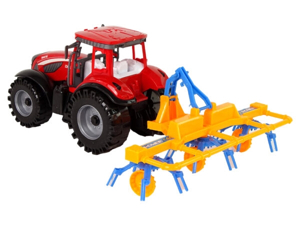 Red Tractor with Rake Friction Drive - Image 3