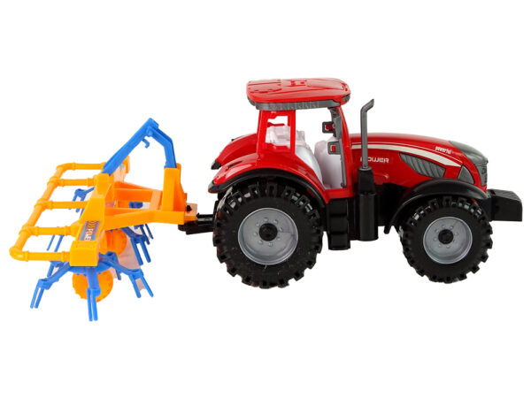 Red Tractor with Rake Friction Drive - Image 5