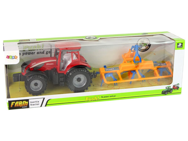 Red Tractor with Rake Friction Drive - Image 7