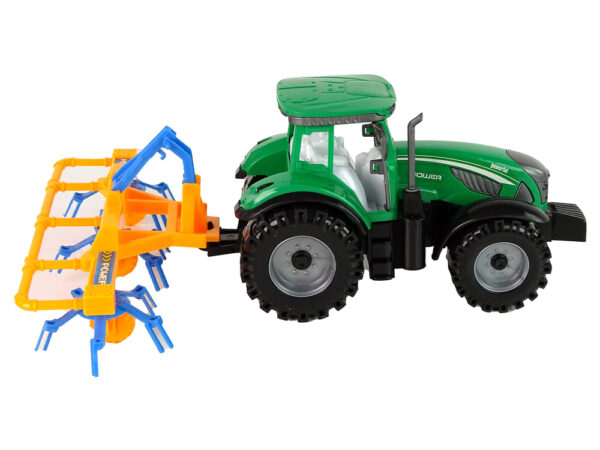 Green Tractor with Orange and Blue Rake Friction Drive - Image 5