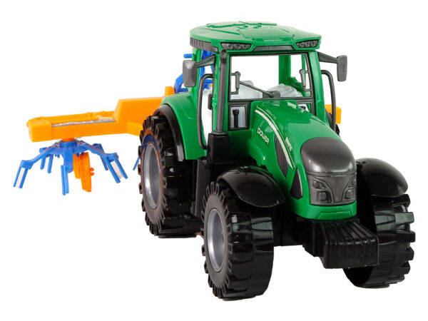 Green Tractor with Orange and Blue Rake Friction Drive - Image 6