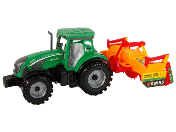 Green Tractor with Orange Cultivator for Kids - Image 2