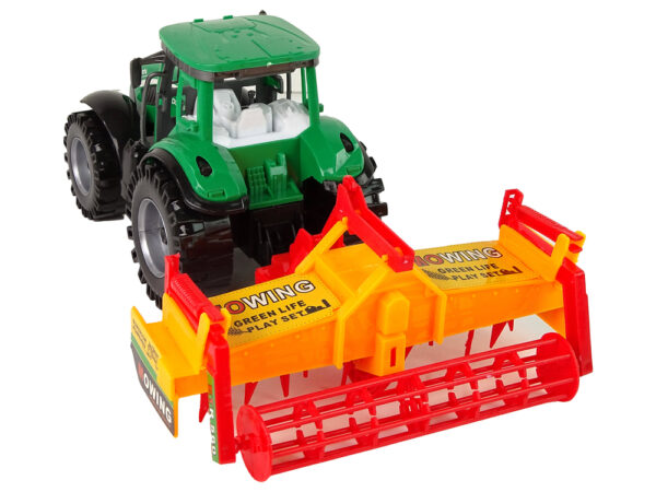 Green Tractor with Orange Cultivator for Kids - Image 4