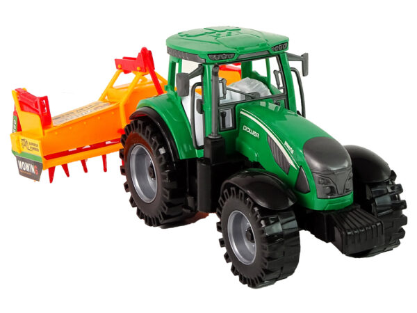 Green Tractor with Orange Cultivator for Kids - Image 6