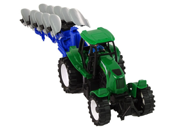 Tractor with Plow Plastic Green Blue - Image 3