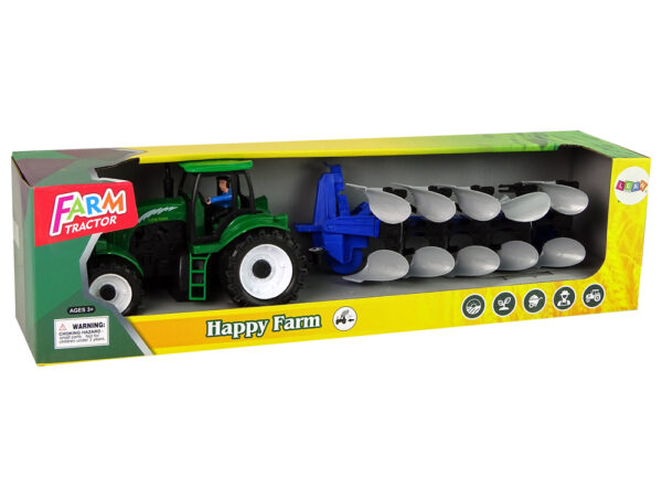 Tractor with Plow Plastic Green Blue - Image 5