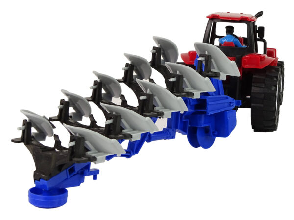 Tractor with Plow Plastic Red Blue - Image 5