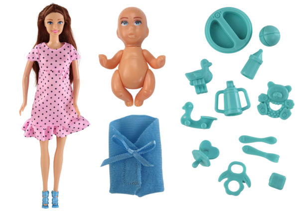 Pregnant Mom Baby Doll Pink Dress Accessories - Image 2