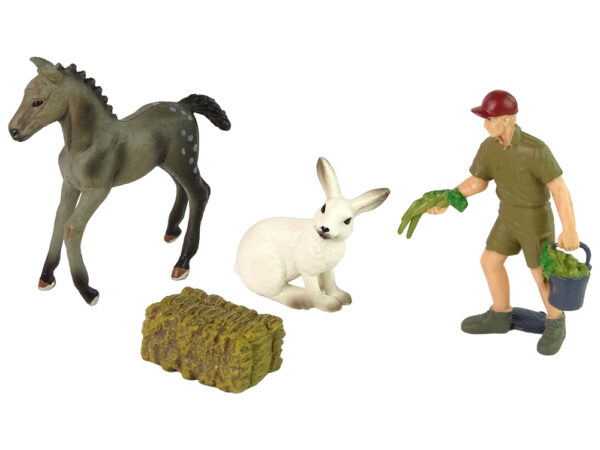 Animal Figurine Set Horse Grey Hare Farmer - Image 2