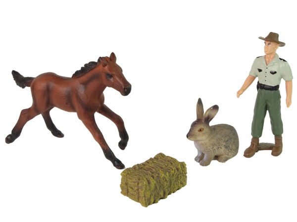 Set of Animal Figurines Horse Hare Farmer - Image 2