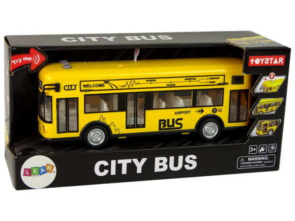 Yellow City Bus With Friction Drive 1:18 - Image 6