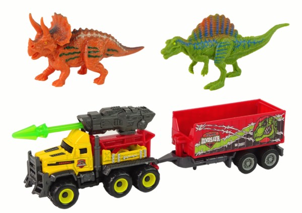 Dinosaurs Set Rocket Car With Trailer Yellow - Image 2