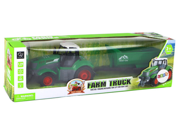 R/C Tractor with Trailer 1:24 Lights Green - Image 6